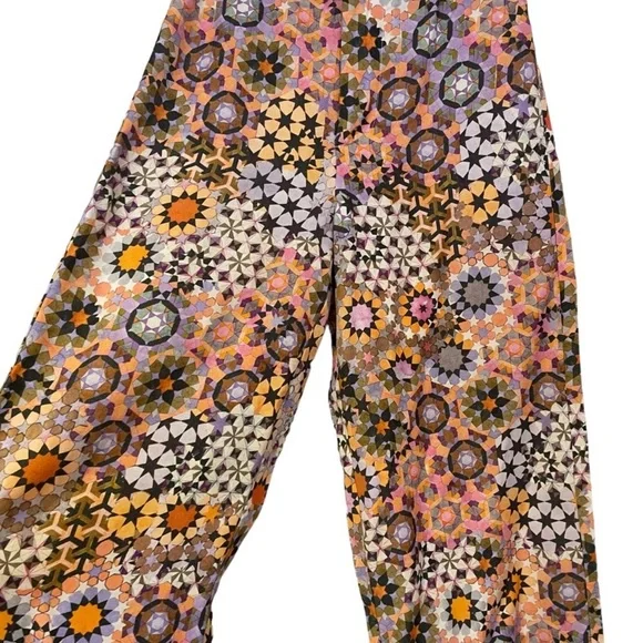 Anthropologie Sz 6 multicolored festival Wide Leg Pants 25” inseam - Picture 4 of 7